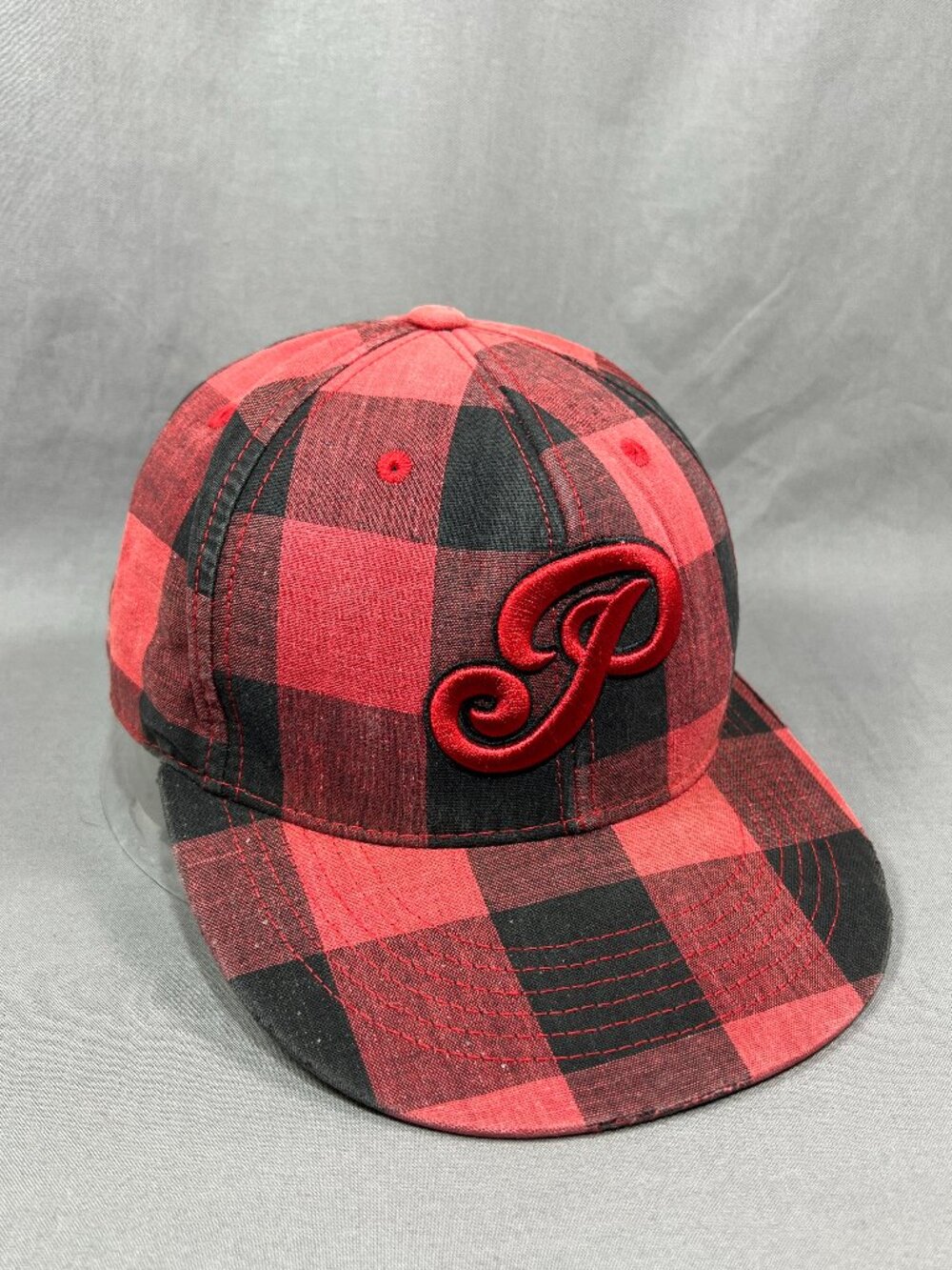 Vtg Phat Farm Fitted 7 1/2 Hat Buffalo Plaid Flannel Checkered Distressed Mens